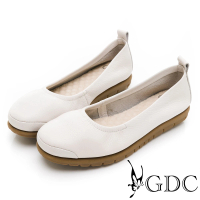 【GDC】牛皮基本素面抓皺圓頭上班包鞋-米色(314984-10)