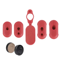 Charge Port Cover Silicone Plug Red Charging Dust Silicone Plug with Brake Pads for XIAOMI M365 Electric Scooter