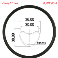 Ultralight Carbon MTB Hookless Rim, DH Rims, 36mm Width, 30mm Internal Width, 29/27. 5ER
