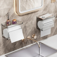 【Dagebeno荷生活】新款輕奢浴室防水壁掛面紙盒 雙層防潑水透明紙巾盒(1入)