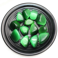 如鴻合成全綠色貓眼石水晶原石擺件魚缸裝飾造景石頭兒童寶石玩耍