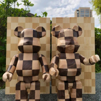 Bearbrick Karimoku Fragmentdesign Polygon Chess 400% North American Black Walnut Maple Wood 28cm Full Body Articulation