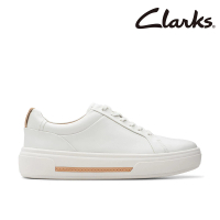 Clarks 女鞋 Hollyhock Walk 低調百搭圓頭厚底輕量板鞋 休閒鞋 小白鞋(CLF76308C)