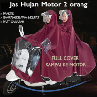 JAS HUJAN MOTOR 2 KEPALA FULL BODY PONCO FULL COVER RAINCOAT Biru Merah jas  hujan Jas Hujan mantel 