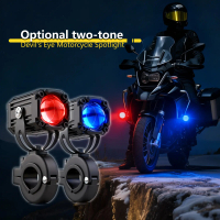 1 pc 12-80V Tricolor Mini Driving Light Motorcycle Spot Light Auxiliary LED Light Projector Light Mo