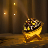 LED星球燈加濕器家用靜音迷你香薰機USB小夜燈生日520情人節禮物