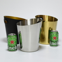 創意新款不銹鋼斜口冰桶 手提式聚會戶外派對冰鎮啤酒飲料香檳桶