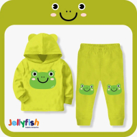 Setelan Panjang Hoodie Anak Perempuan Jellyfish Animals Face-Frog