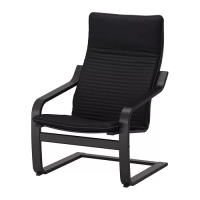 POÄNG 扶手椅, 黑棕色/knisa 黑色, 68x82x100 公分
