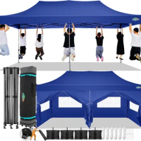 10x20 Pop Up Canopy with 6 Sidewall Heavy Duty Canopy UPF 50+ All Season Wind Waterproof Commercial Outdoor Wedding Party Tents