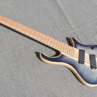 Customized 5 string fan electric bass flame maple veneer, gradient, active pickup, free delivery