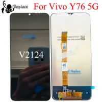 Black 6.58 Inch For Vivo Y76 5G V2124 LCD Display Touch Screen Digitizer Panel Assembly Replacement parts
