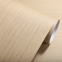 加厚原木色貼紙米黃直紋科技木紋墻貼家具改色膜自粘墻紙壁紙木板