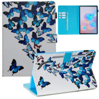 Fashion Butterfly Owl Cover For Samsung Galaxy Tab S6 10.5 Case SM-T860 T865 Wallet Tablet Caqa For Galaxy Tab S6 Case 10 5 +Pen