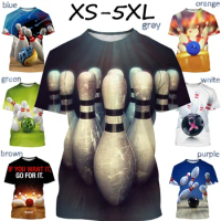 Summer New Fashion Sports Bowling 3D Printed T-shirt Casual Men's T-shirt Oversize Top Tees
