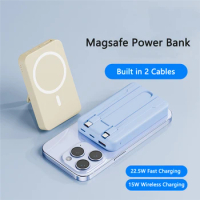 15W Magsafe Wireless Charger PD 22.5W Fast Charging Power Bank For iPhone 15 14 Samsung Huawei Xiaomi Powerbank with Cable Stand