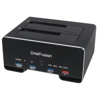 DigiFusion 伽利略 CU3H09B 鋁合金 雙SATA 硬碟座 含 USB 3.1 Gen 1 HUB 3 埠