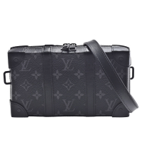 LV M69838 SOFT TRUNK系列經典Eclipse帆布印花拉鍊斜背方包(黑色)