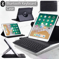 Case for 9.7" Apple IPad 5th 6th Gen / Pro 9.7" / IPad Air 1 2 PU Leather 360 Rotation Smart Tablet Cover + Bluetooth Keyboard