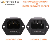 Brand New Original FURUTECH FI-03 AC Power Plug socket IEC320-1 C14 Male With Fuse Holder Gold Rhodium Plated 10A 250V 1PC
