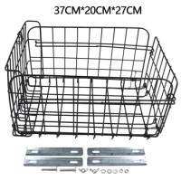 1*Bike Basket Bag Stainless Steel Foldable Rear Back Basket Cycling Folding Basket Large Capacity Mountain Bicycle Components