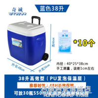 28L38L戶外保溫箱PU冷藏箱商用海釣車載保鮮箱家用冰桶帶拉桿輪子