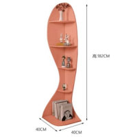 客廳牆角轉角櫃書櫃（橙色）【長40cm*寬40cm*高182cm】