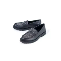 Coach Sepatu COACH BROOK CC MONOGRAM DARK GREY JACQUARD BLACK HEELS LOAFER 100% ORIGINAL