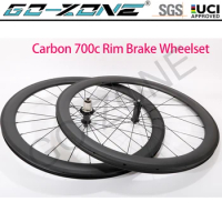 Carbon 700c Rim Brake Wheelset Clincher Tubeless Tubular High TG Novatec / Powerway / DT Carbon Road Rim Brake Wheels