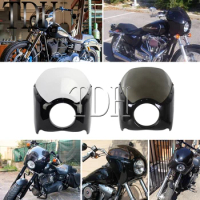 5.75" Headlight Fairing Windshield Windscreen Fairing Cowl for Harley Dyna Touring Sportster Softail Cafe Racer Smoke Clear