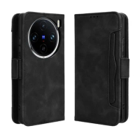 For Vivo X100 Pro Case Premium Leather Wallet Leather Flip Multi-card slot Cover For Vivo X100 Pro V2324A Phone Case 6.78"