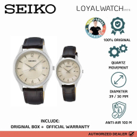 Jam Tangan Seiko Discover More Classic Pria Wanita Couple SUR421P1 SUR427P1 Beige Cream Leather / Ku