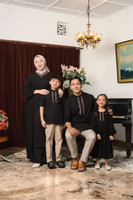 AMK Sarimbit Keluarga Set Bakhati Series Black Kaftan Wanita L