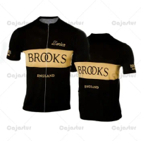 Brooks Retro Cycling Jersey Men Short Sleeve Black Cycling Wear Clothing Mtb Ropa Ciclismo Classic Bike Jersey Summer
