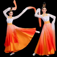 Traditional Chinese Folk Dance Costume for Woman Ancient Elegant National Costumes Fan Umbrella Hanfu Clothing Practice Clothes