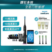 【Philips 飛利浦】官方直營 Sonicare Smart鑽石靚白智能音波震動牙刷/電動牙刷 HX9924/12(爵士黑)