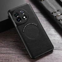 Premium PU Leather Case for Oneplus 11 5G For Magsafe Magnetic Wireless Charging Shockproof Cover For Oneplus10 11R ACE2 10T Pro