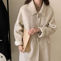 【巴黎精品】羊毛大衣毛呢外套-翻領純色牛角寬鬆羊毛女外套3色a1cu50