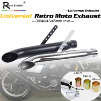Universal Vintage Motorcycle Exhaust Muffler Retro Classic Electroplating Escap Moto for cg125 sr400 cb500 vt500 Cafe Racer 300