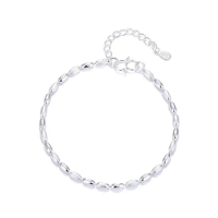 Sterling Silver Color Bracelets for Women Millet Grain Charm Hand Chain Link Orignal Fashion Jewelry With Stamp