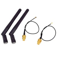 2PCS/Lot 2.4GHz 3DBi WiFi 2.4G Antenna Aerial RP-SMA Male Wireless Router+PCI U.FL IPX to RP SMA Male Pigtail Cable