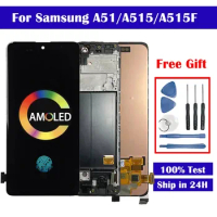 Super AMOLED For Galaxy A51 LCD with frame Digitizer Sensor Assembly For Samsung A51 Display A515 A515F A515F/DS Free Shipping