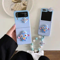 Kawaii Disney Stitch Cartoon Cute Gradient Chain Phone Case Suitable for Samsung Z Flip5/z Flip4 Phone Case