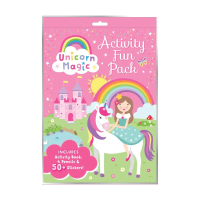 Unicorn Magic Activity Book Fun Pack For Kids with 4 Colour Pencils & Over 50 Stickers