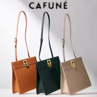 Fashion CAFUNE Ladies Leather Retro Italian designer style Stance Wallet Shoulder Messenger Handbag Trapezoidal Bag Diagonal