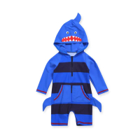 【Baby 童衣】任選 寶寶鯊魚造型泳衣 男童連帽連身泳裝 88881(藍鯊魚)