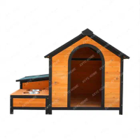 Solid Wood Dog House Outdoor Rainproof Outdoor Pet Kennel Four Seasons Universal Dog House Large Dog House Wooden Dog Cage