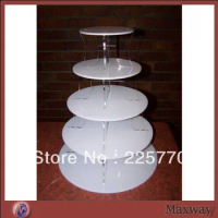 5 tier round white acrylic wedding cupcake stand, 5 tier perspex cupcake stand, 5 tier cake stand