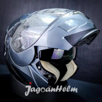 ZEUS HELM ZS3020 SOLID | MODULAR FLIP UP DOUBLE VISOR - TITANIUM, L