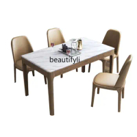 Marble Dining-Table Rectangular Modern Minimalist Dining Table Nordic Solid Wood Dining Tables and Chairs Set